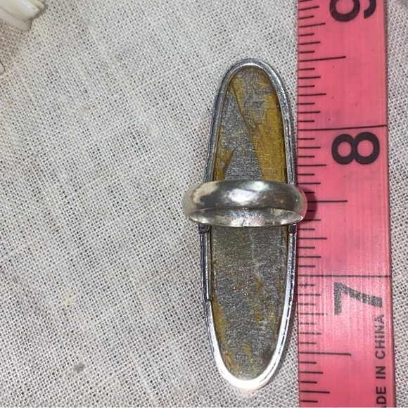 Stick Agate Handcrafted elongated Natural Gemstone ring - Picture 6 of 8